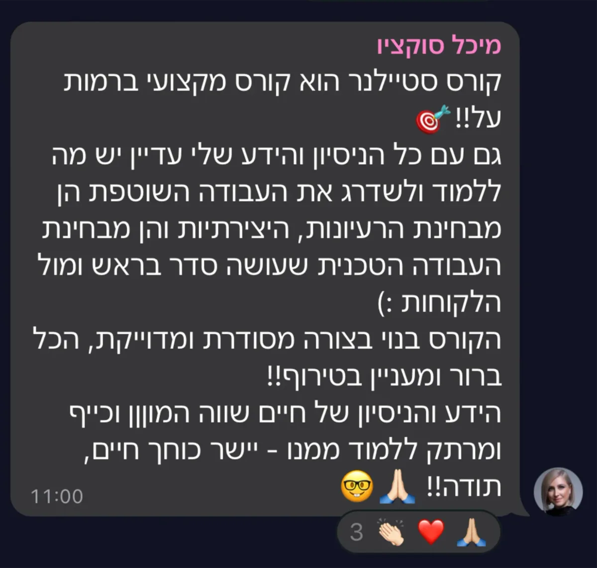 צילום מסך של הודעה מקהילת סטייליינר
