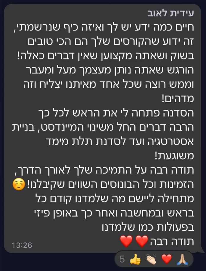 שיתוף מבוגרי סדנת טופליינר
