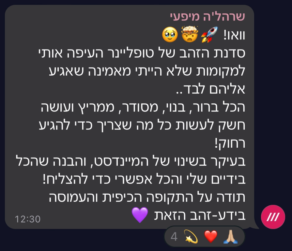 צילום מסך של הודעה מקהילת טופליינר