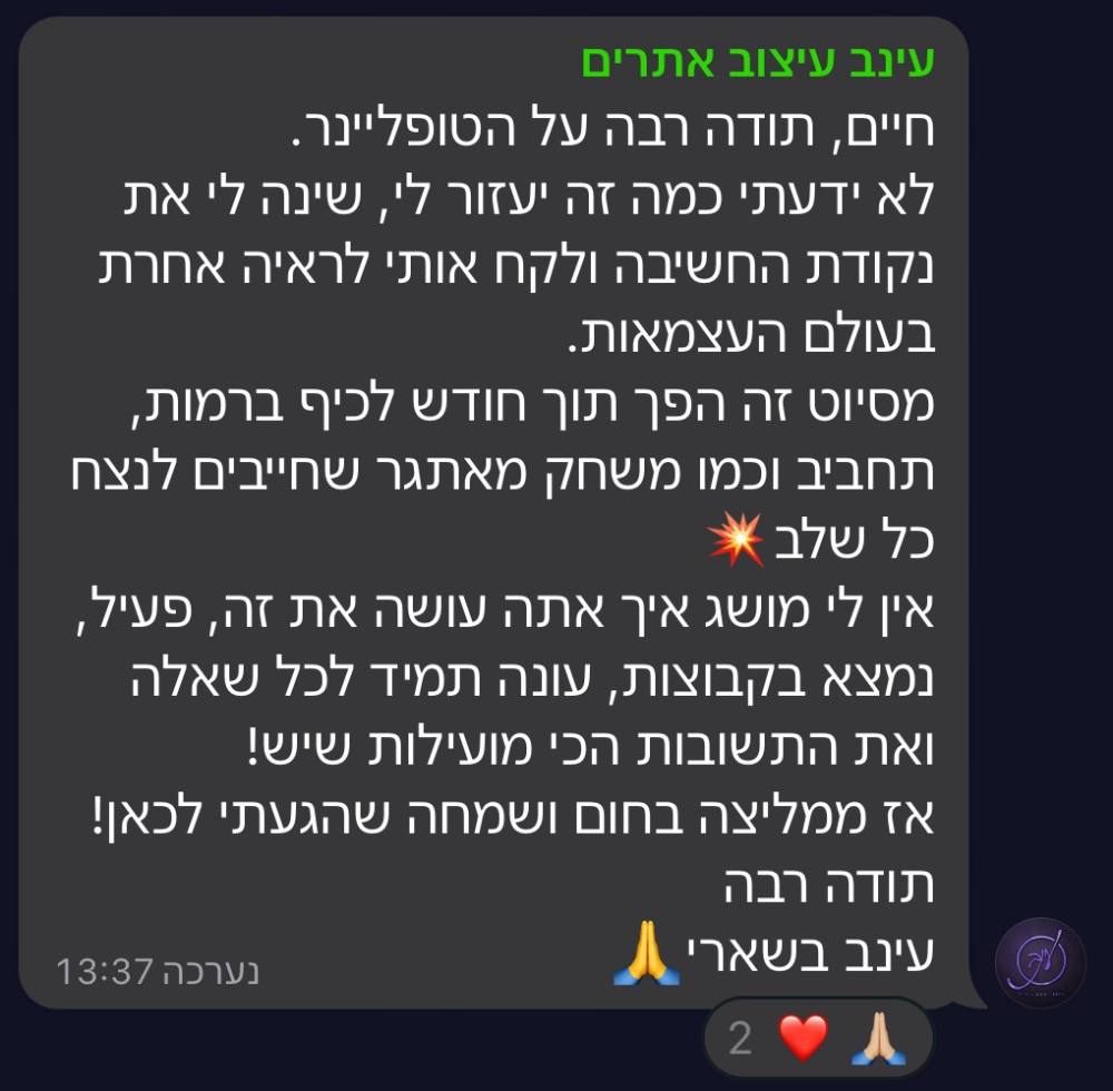 צילום מסך של הודעה מקהילת טופליינר